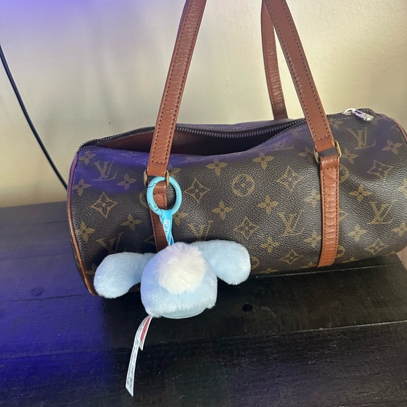 Louis Vuitton Brown Monogram Barrel Bag with Blue Keychain - Picture 1 of 5